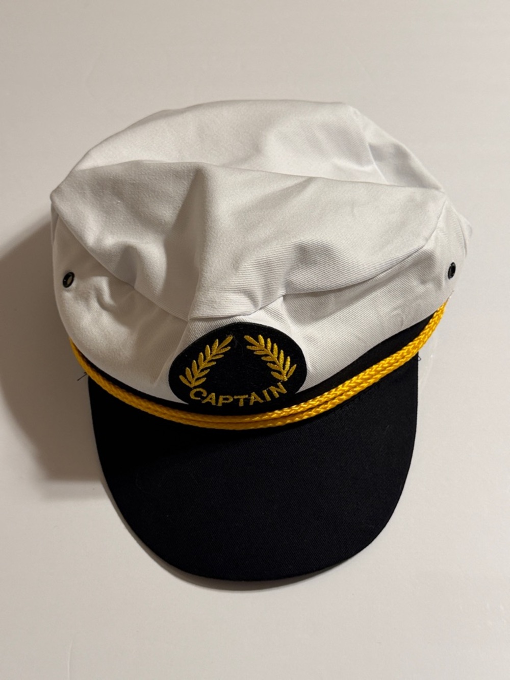 Captain Embroidered White & Black Sailor Hat. NWOT